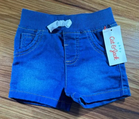 shorts jeans cat & jack tamanho 3-6 meses importado ( novo)