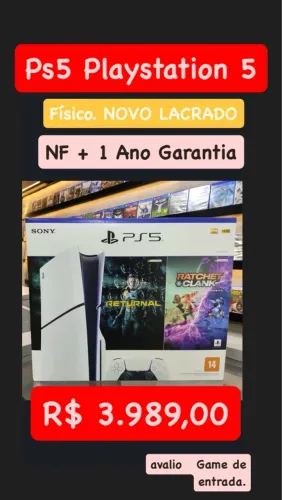 PlayStation 5 PS5 SLIM NOVO Lacrado C/ Leitor +2 Jogos Físicos + NF + Garantia !!