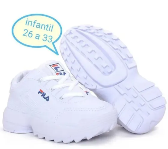 Tênis Fila Infantil Branco - Numeração 26 a 33