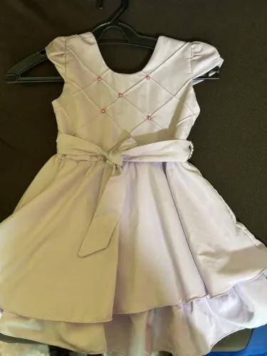 Vestido infantil lilás tamanho 1 - festa/casamento - com laço e pérolas