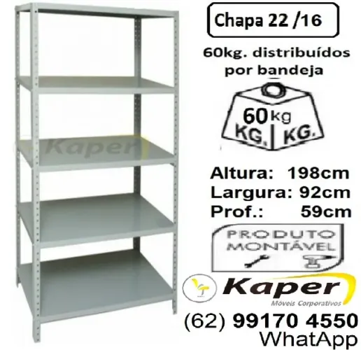 Estante de aço / prateleira de Aço prof. 59cm Industrial reforçada ( produto novo ) 