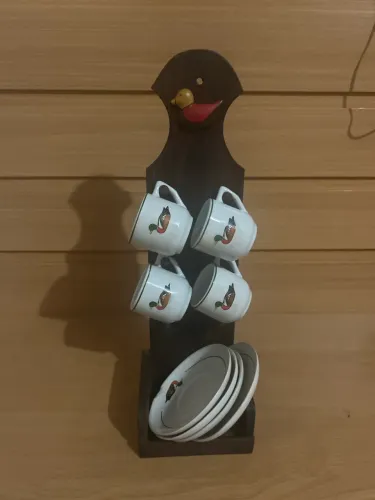 Jogo de 4 xícaras de café com suporte