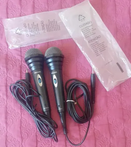 2 Microfones NOVOS Philips SBC MD110 cabo de 2,90m