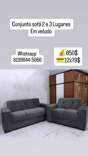 Conjunto sofá 2 e 3 lugares em veludo novos