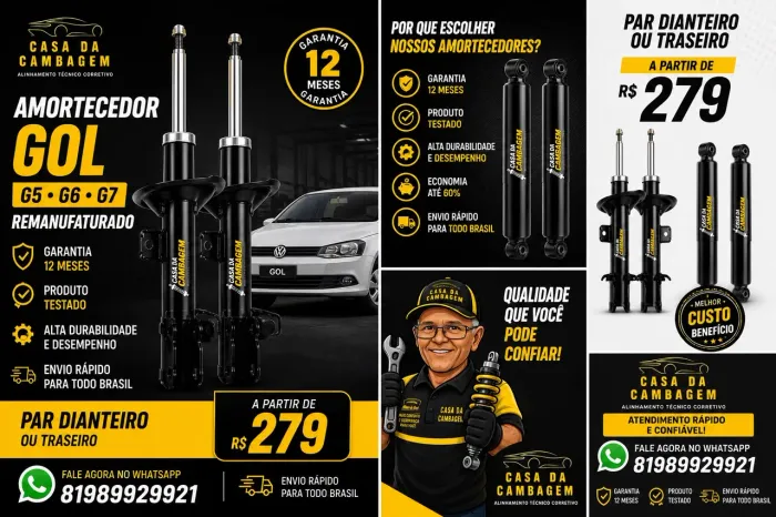 Amortecedor Gol G5 G6 G7 Remanufaturado | Garantia 12 Meses | Instalação