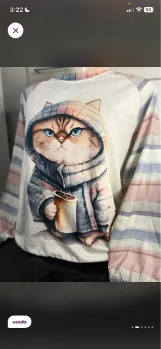 Blusa feminina de gatinho 