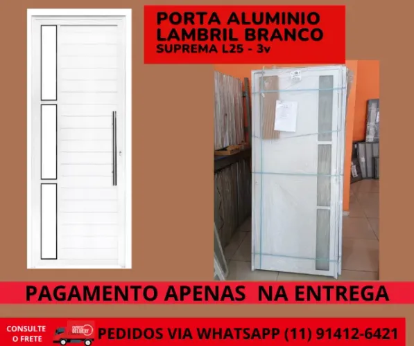Porta Lambril Suprema L25 com vidro com puxador de inox direito- 210x80 - frete a/c