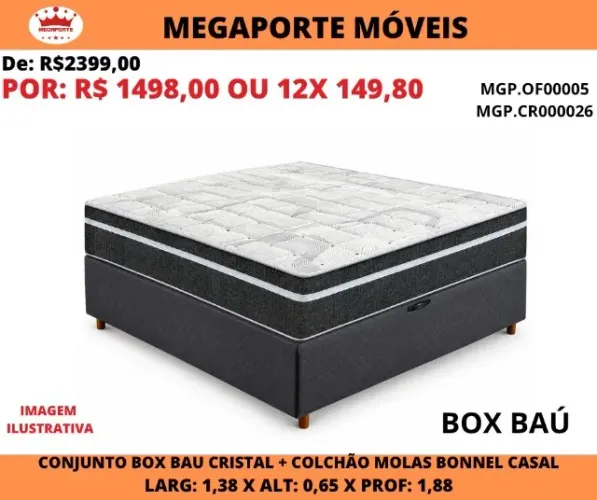 CAMA BOX BAÚ CASAL MOLAS 