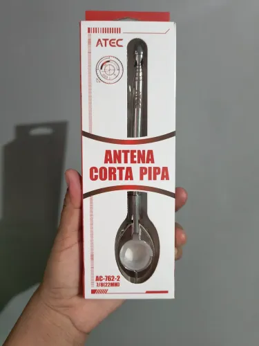 Antena corta pipa cromada para guidão moto 
