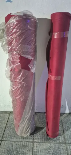 Lote Tecido Veludo Vermelho Bordo Premium - 1 Rolo Fechado (76m) + 1 Rolo Metade