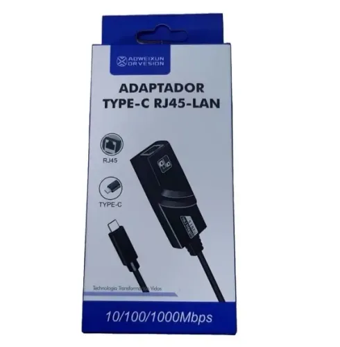 Adaptador tipo c x rj45 ethernet 3.0 gigabit 10/100/1000 note/pc/cel.