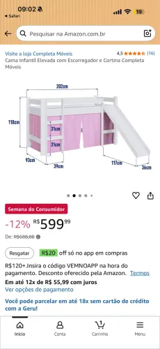 Cama com escorregador 