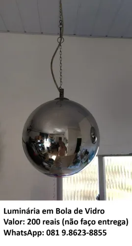 Luminária em Bola de Vidro (não faço entrega)