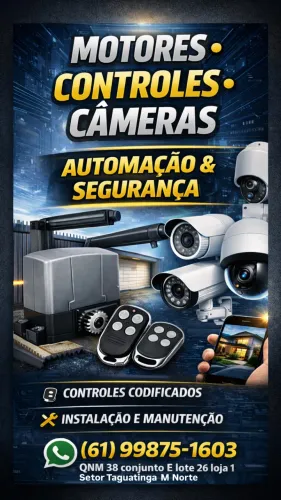 Automação e Segurança: Motores, Controles e Câmeras