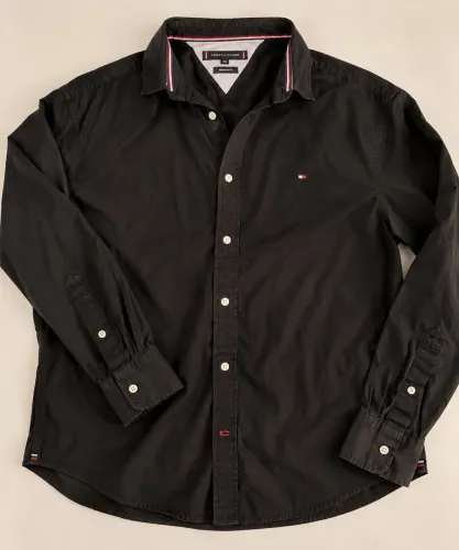 Camisa Tommy Hilfiger Masculina Manga Longa Preta XXL