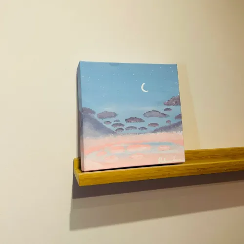 Quadro decorativo pintado à mão - Noite Encantada (20x20 cm) 