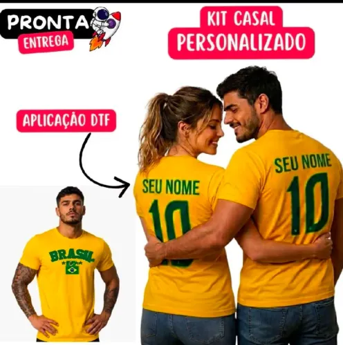Camisa Brasil Casal Personalizada Camiseta Copa Mundo