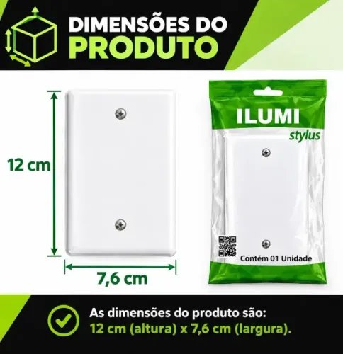 Placa Cega 4x2 Espelho Cego Tampa Branca Ilumi