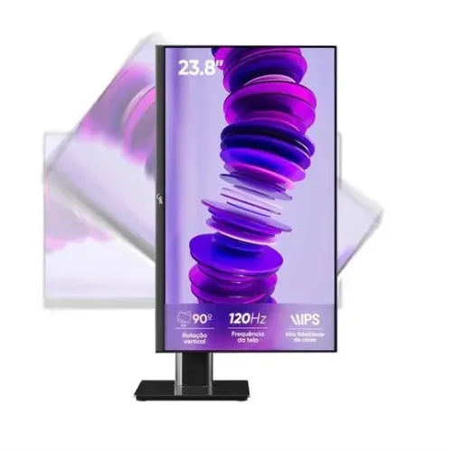 Monitor Pivot 23,8" Slim Get IPS LED Full HD, 7ms, 120Hz, VGA/HDMI, Preto