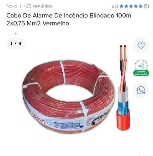 Cabo de Alarme e incêndio blindagem dupla 250 m