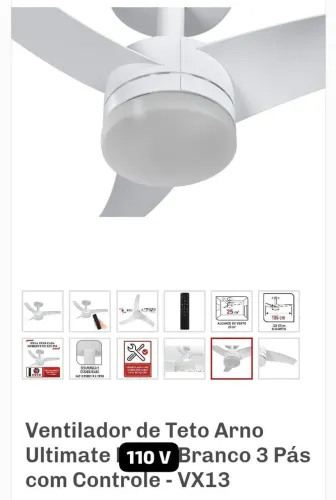 Ventilador Teto Arno Ultimate 110 v TOP