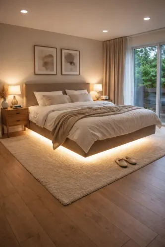 Cama flutuante casal e solteiro, estrutura em metal