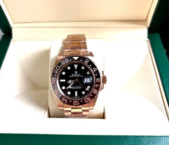 Relógio GMT Master II Root Beer Rose Gold 40mm Automático Safira Premium AAA+