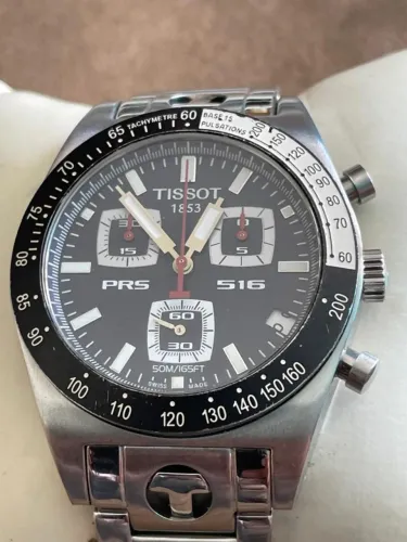 relógio tissot prs 516 chronograph j562/662 cristal de safira swiss made 42mm crono quartz