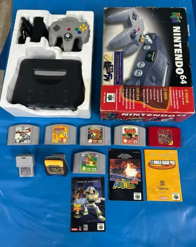 Nintendo 64 Europeu Original Completo na Caixa + EverDrive + Jogos Originais + acessórios
