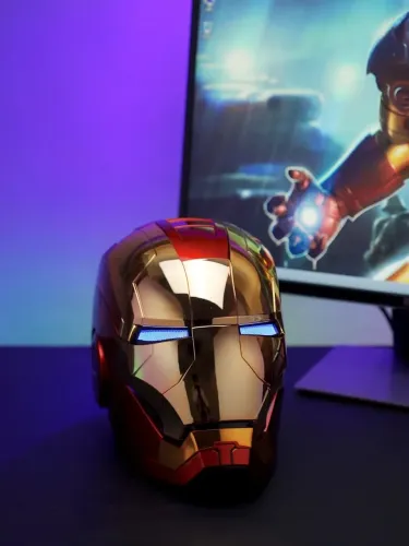 Capacete Eletrônico Iron Man Homem de Ferro - Comando de Voz + LED