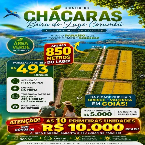 Beira do Lago Corumbá Chácaras Parceladas em Caldas Novas Goiás