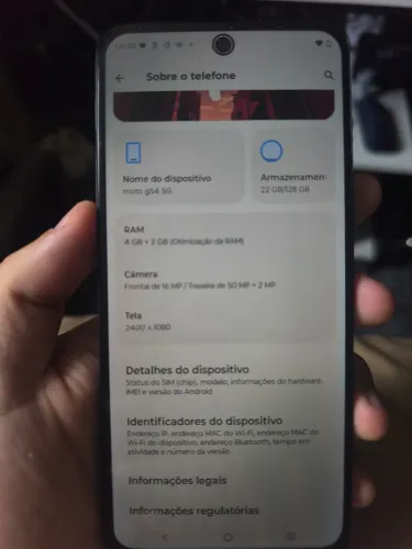 MOTOROLA G54 5G 128GB COM 4+2 GB DE RAM