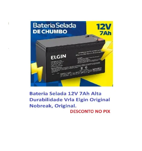 Bateria Selada 12V 7Ah Alta Durabilidade Vrla Elgin Original Nobreak