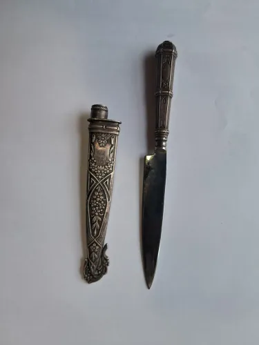 Faca corneta solingen com bainha art nouveau 17cm