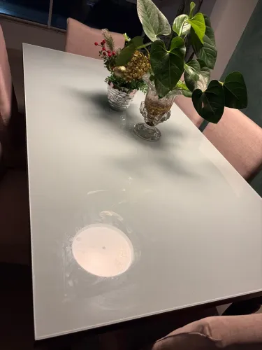 Tampo de mesa de vidro leitoso