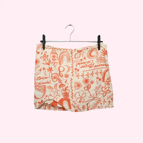 Saia com estampas laranja