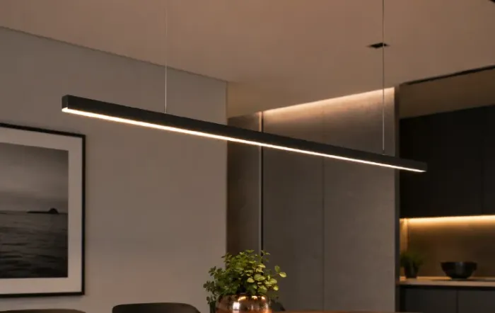 Pendente LED Float Vertical 3000K Preto | Novo | Sobra de Obra | Abaixo do Mercado