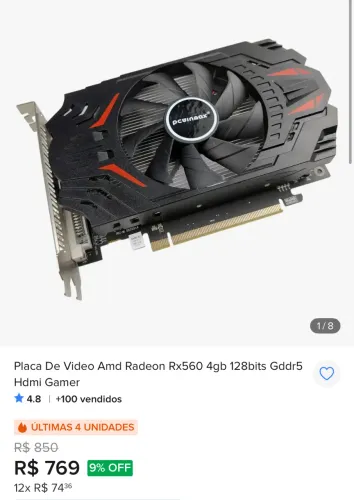 Placa de vídeo rx550 nova! 