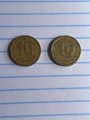 Moedas 10 centavos 1946 e 1948