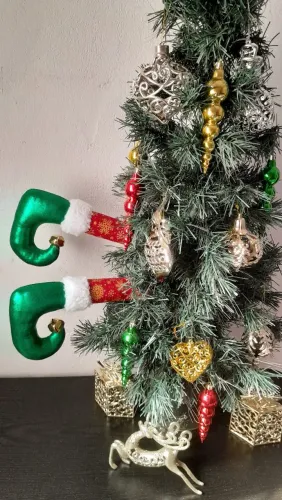 Pernas de elfo natal decoração natalina