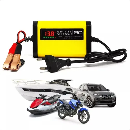 Carregador Bateria Automotiva Portatil 12v Para Moto Carro