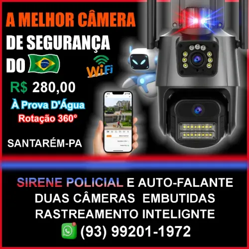 Câmera de Segurança Externa ULTRA HD 6MP Lente Dupla com Sirene Policial