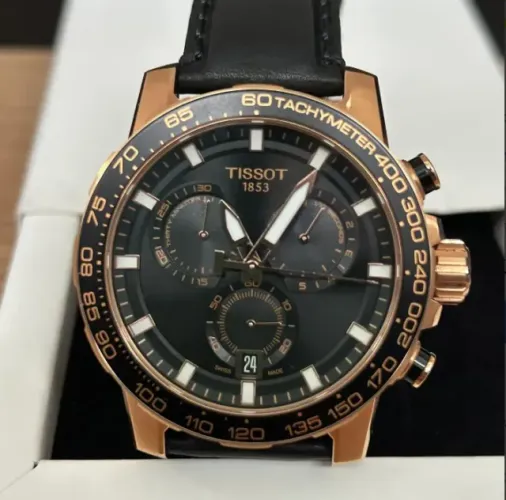 Relógio Tissot Supersport Chrono, Pulseira Couro Cor Preto (Usado)