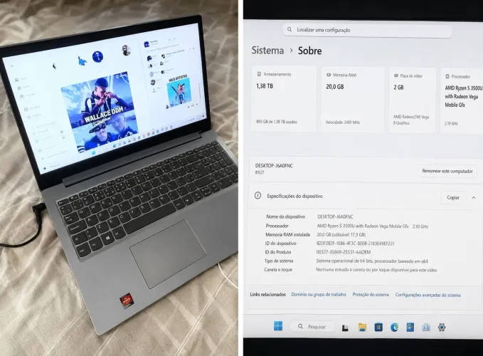Vendo ou Troco Notebook Ryzen 5 - 20GB RAM - 1.3T por PS4 ou Xbox