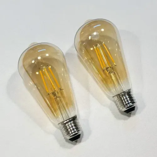 Par de Lâmpada LED Filamento Vintage ST64 4W E27 Luz Âmbar 2400K Bivolt