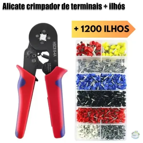 Alicate Prensa Terminal Tubular Crimpar com ilhós