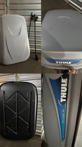 Bagageiro baú de teto Thule Ocean 80 com travessas