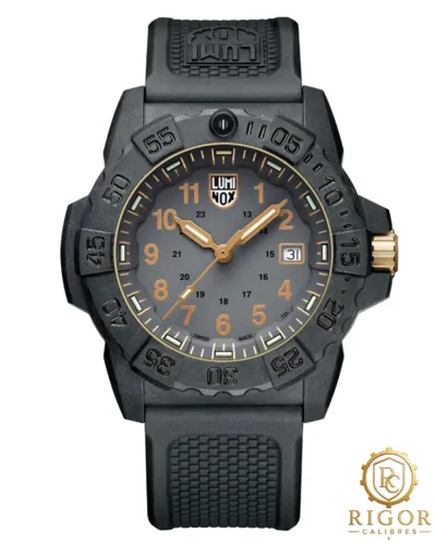 Relógio Luminox Navy SEAL 3500 Series 45mm Quartzo Cinza Detalhes Dourados XS.3508.GOLD