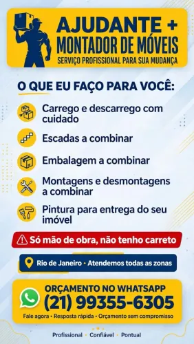 Ajudante , montador , embalador ,pintura para entrega de imovel