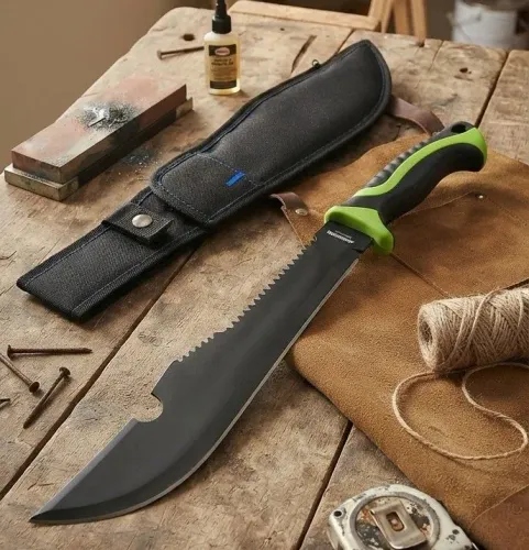 Facão cabo emborrachado com detalhes verdes
